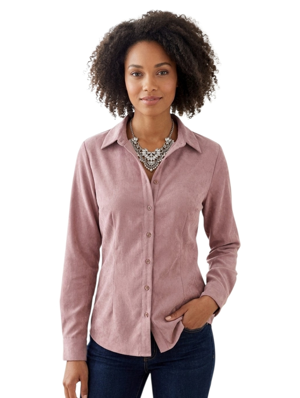 Pink button down shirt